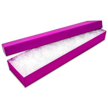 Imagem de TheDisplayGuys – Pacote com 25 caixas de joias de papel kraft #82 com enchimento de algodão – roxo neon (20,32 cm x 5,32 cm x 3,81 cm) – Presente, envio, varejo
