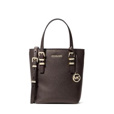 Imagem de Michael Kors Quinn Bolsa tiracolo extra pequena, ferragens douradas/couro seixo/chocolate