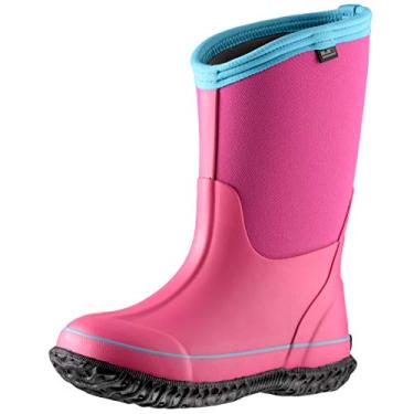 Imagem de Botas de chuva MCIKCC infantis de borracha, à prova d 'água, liso, clássico, sem fecho, bota de neve para crianças e meninos e meninas, rosa, 9 Wide Toddler