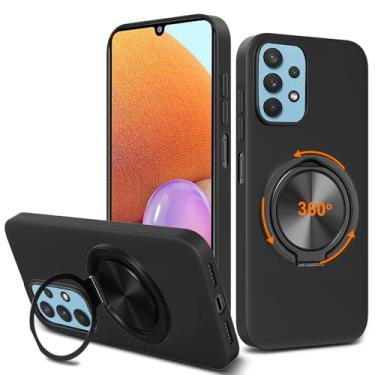 Imagem de Nijiadi Capa de telefone compatível com Samsung Galaxy A32 5G, suporte de anel giratório de 360° com suporte/suporte de silicone TPU Silm Fit capa protetora à prova de choque para Samsung Galaxy A32