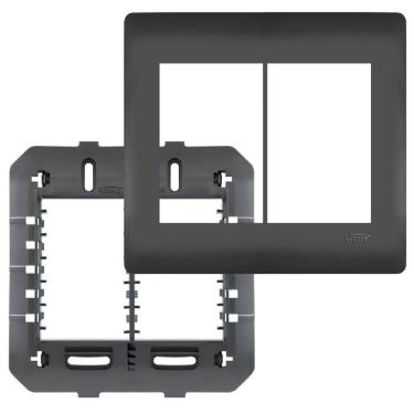 Imagem de Placa 4x4 com Suporte e 6 Módulos Habitat Black - 4080 - FAME