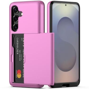 Imagem de Nvollnoe Capa para Samsung Galaxy S25 com suporte para cartão de camada dupla, capa protetora resistente, compartimento oculto para cartão, capa carteira fina para Samsung S25 de 6,2 polegadas (rosa