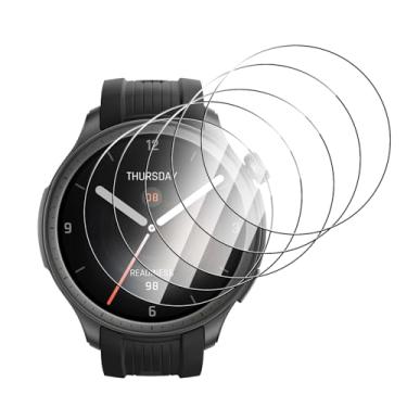 Imagem de Natbok Pacote com 5 unidades de vidro temperado para relógio inteligente Amazfit Balance protetor de tela de 46 mm, dureza 9H, ultra resistente, anti-impressões digitais, sem bolhas, HD-transparente