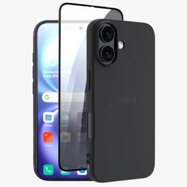 Imagem de Kit Capa Capinha Case Proteção Premium Preta Anti Impactos + Película de Privacidade (iPhone 16 Plus)
