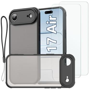 Imagem de USTIYA Kit Capa Película Protetora de Tela para iPhone Air 6,7 polegadas 2025 Case Acrílico + PET Rígido Capinha, Protetora de Câmera Cover Anti-Amarelo Traseira Vidro Temperado FGKM
