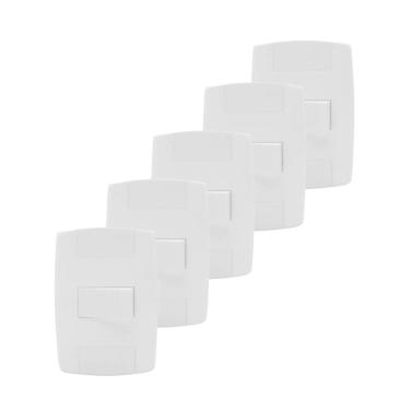 Imagem de Kit 5 Interruptor Simples Branco 10A 250V Placa Espelho 4X2