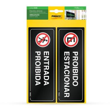 Imagem de Etiqueta sinalização Proibido Estacionar/Entrada Pimaco