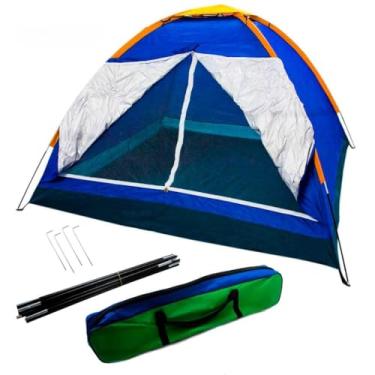 Imagem de Barraca Camping 6 Pessoas Impermeável Monta Sozinha(azul manual 4 pessoas)