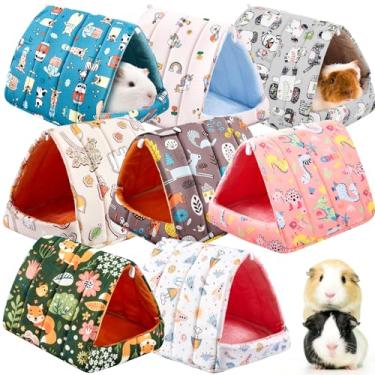 Imagem de Cinnvoice 8 peças de esconderijo de porquinho da índia, cama de porquinho-da-índia, lavável, acessórios de gaiola de animais pequenos para coelho, ouriço, camundongos, chinchilas, hamsters, furões
