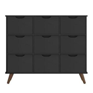 Imagem de Nicho Organizador Retro Preto com 9 Gavetas Pretas - Qmovi