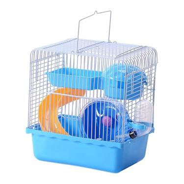 Imagem de IEUDNS Gaiola portátil para hamster com alça e ventilação, estojo para transporte de gerbilos, habitat para pequenos animais, Azul