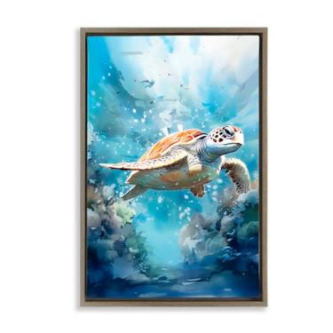 Imagem de Stupell Industries Arte de parede em tela flutuante marrom submarino com ondas do oceano, design por LSR Design Studio, 78 x 53 cm