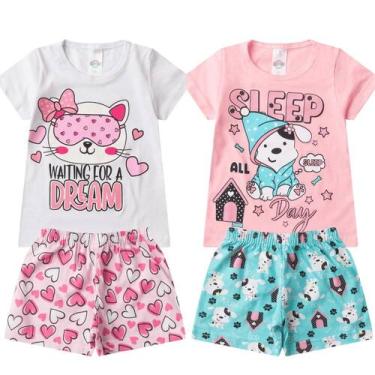 Imagem de Kit 4 Peças Pijama Infantil Menina Menino Juvenil Feminino Criança - A