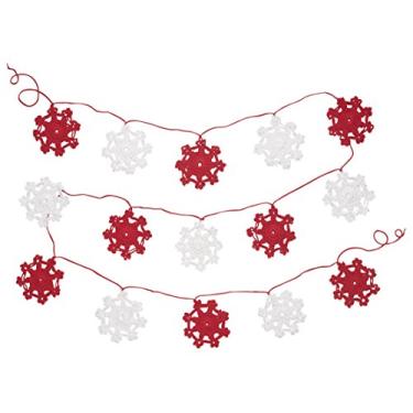 Imagem de Now Designs 1021022 Guirlanda de flocos de neve de crochê à mão, vermelho e branco