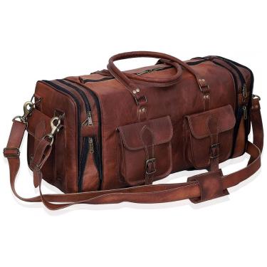 Imagem de Bolsa de Viagem Masculina Clássica de Couro, C CUERO, Marrom