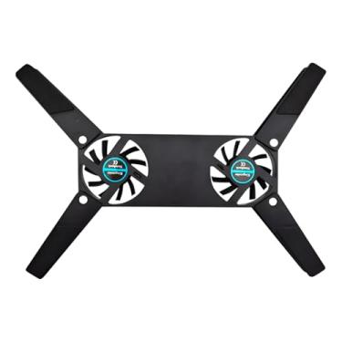 Imagem de Base Cooler para Notebook com 2 Ventoinhas LED, Dobrável, Alimentação USB, Plástico Preto, 26,6 x 18,8 cm, Design Compacto para Trabalho e Jogos