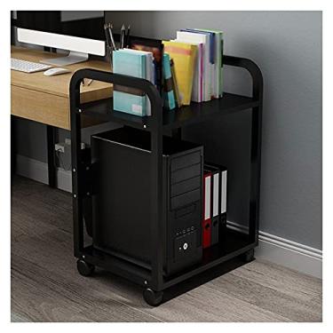 Imagem de Suporte para PC, suporte de CPU de 2 níveis, suporte para PC, suporte de torre, suporte para impressora, suporte de armazenamento, mesa, moldura lateral, suporte de duas cores de modelo (cor: 1)