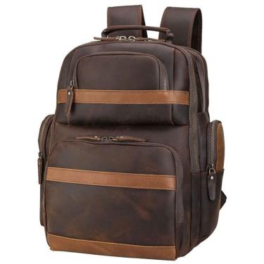 Imagem de Mochila Unissex de Couro para Laptop, TIDING TD 3563Futi, Marrom