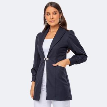 Imagem de Jaleco Blazer Gabardine Manga Curta ISA - Rosewood, Azul Marinho, P