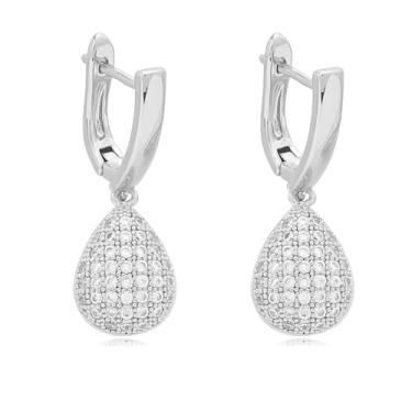 Imagem de DEYOUM Brincos de argola em forma de gota para mulheres, modernos banhados a ouro 14 K, strass, zircônia cúbica, gota, gota, pingente, pingente, brincos, joias, presentes, Medium, Metal, Strass