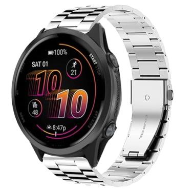Imagem de Compatível com pulseiras Garmin Forerunner 570, 20 mm, 22 mm, pulseiras de substituição de metal de aço inoxidável compatíveis com Garmin Forerunner 570 42 mm, 47 mm, Forerunner 55, 165, 245, 255, 265