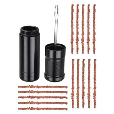 Imagem de Kit de reparo de pneu de bicicleta sem câmara para MTB e bicicletas de estrada - Fixação rápida para perfurações e furadeiras, inclui recipiente de armazenamento, ferramenta de encaixe e 15 tiras de