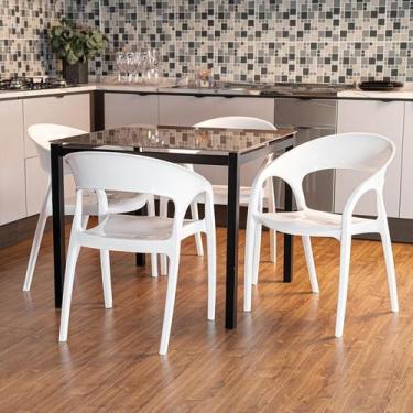 Imagem de Conjunto 8 Cadeiras de Plástico Polipropileno Empilhável Glass Plus - 