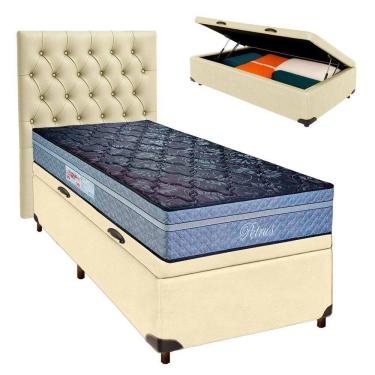 Imagem de Kit Cama Box Bau + Cabeceira + Colchão Solteiro Molas Ensacadas - Petrus - Paropas