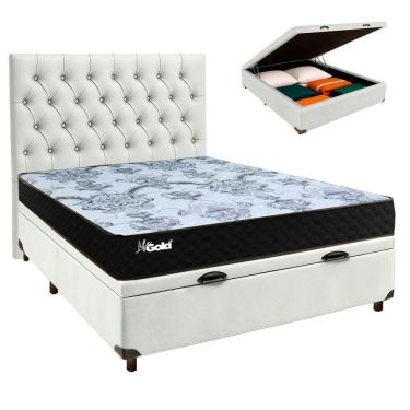 Imagem de Kit Cama Box Bau + Cabeceira + Colchão Casal Molas Ensacadas - Life Gold - Paropas