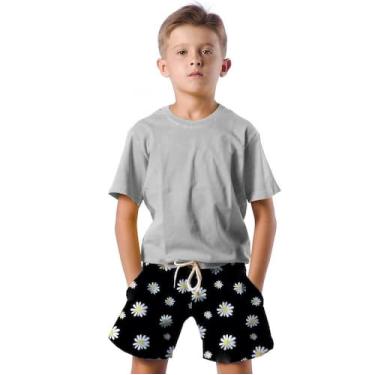 Imagem de Shorts Infantil Bermuda Calção Praia Verão Flores Margarida White Cart