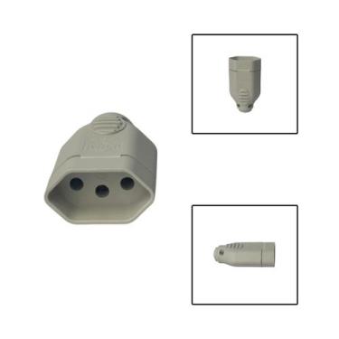 Imagem de Tomada Plug Fêmea 3 Pinos 20A 250V Cinza - Ilumi