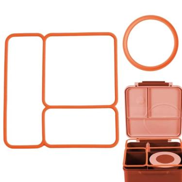 Imagem de Kit de vedação de tampa, peça de reposição de ajuste exato para lancheira Bento com recipiente de alimentos isolado anel de vedação de silicone acessórios de vedação para caixa bento (vermelho)