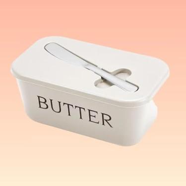 Imagem de Manteiga com tampa grande para bancada, caixa de manteiga com faca, grande capacidade de grau alimentício PP