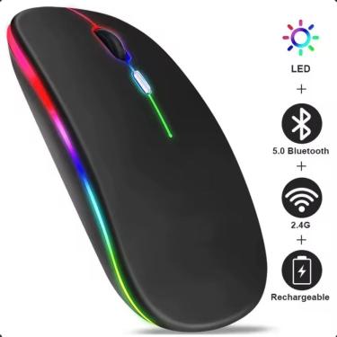 Imagem de Mouse Sem Fio Bluetooth RGB Ergnomico Recarregável Gamer