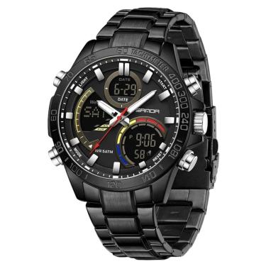 Imagem de Relógio militar masculino de luxo, aço inoxidável 6269 sanda