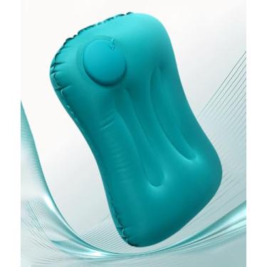 Imagem de Travesseiro inflável de viagem, travesseiro quadrado inflável portátil para caminhadas, acampamento, viagem, cochilo, Verde