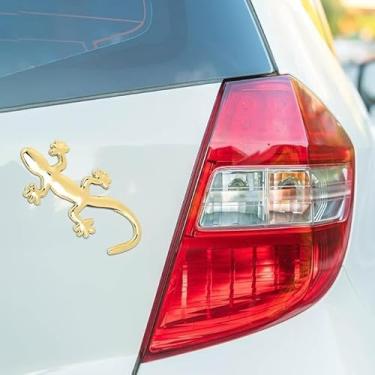 Imagem de Adesivos de metal para carro fashion 3D Gecko Shape Badge Auto Emblem Decalque Adesivo Para-choque Janela para Carroceria de Carro Fender Tail (Ouro)