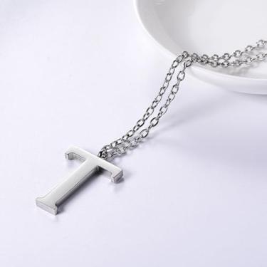 Imagem de Colar com pingente de alfabeto e letra de aço tainless, One Size, Aço inoxidável, Sem Pedra Preciosa