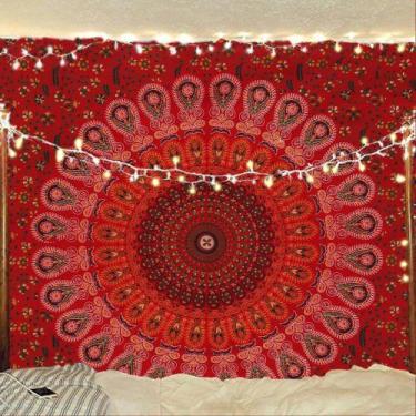 Imagem de Tapeçaria de mandala Bless International Peacock para pendurar na pare