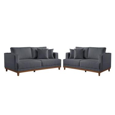 Imagem de Conjunto Sofás 2 E 3 Lugares Estofados M-175 Veludo Martins Grafite