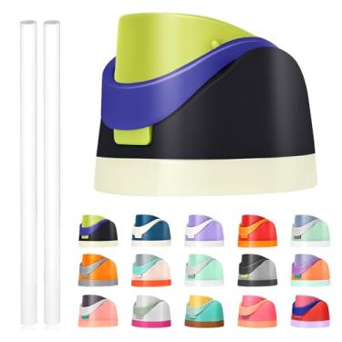 Imagem de Tampa de substituição para Owala Freesip, compatível com Owala Cup 473 ml, 680 g, 946 ml, 1,134 g, acessório de substituição e canudos, à prova de vazamento, livre de BPA (verde café)