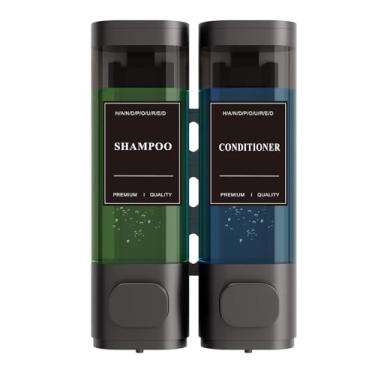 Imagem de Dispensador de xampu e condicionador – Dispensador de sabão de chuveiro montado na parede, instalação sem broca, bloqueável, capacidade de 900 ml, para banheiro e hotel ou Airbnb (cinza arma, pacote