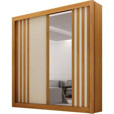 Imagem de Guarda Roupa Milano Cinamomo Off White 2 Portas Com Espelho 2 Gavetas Leifer Móveis