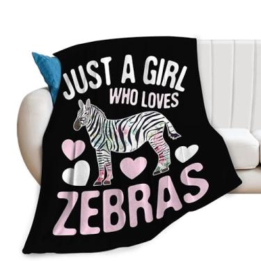 Imagem de citari Just A Girl Who Love Zebras Cobertor fofo engraçado zebra decoração animal cobertor super quente macio pelúcia leve flanela inverno sofá cobertores de cama para crianças adultos mulheres 127 x