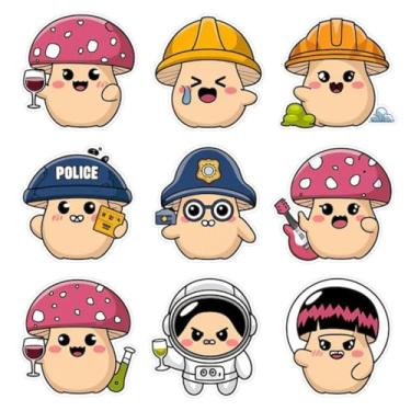 Imagem de Adesivo Infantil Kawai Fofo para Quarto e Cadernos - Design Animado com Frutas, Animais e Emojis 40x40cm