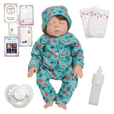 Imagem de Bebe Reborn Menino Realista Fio a Fio Pijama Mar E Itens - Cegonha Reb