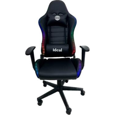 Imagem de Cadeira Gamer Giratória com Luzes RGB Sortida Couro Sintético Premium, Reclinável até 180°, Altura Regulável e Estrutura Metálica Reforçada