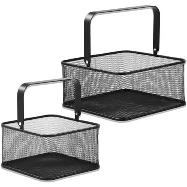 Imagem de Otoolling Conjunto de 2 cestos de colheita de metal, cesta quadrada de arame para jardim com alça de ferro, organizador multifuncional para coletar legumes, frutas, cozinha, jardim, piquenique