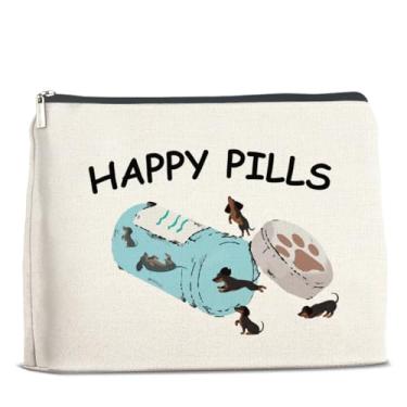 Imagem de UPNEGE Dachshund Happy Pills Bolsa de maquiagem para amantes de cães, presente para amantes de cães, farmácia, técnica, veterinária, farmacêutica
