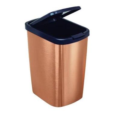 Imagem de Lixeira de cozinha pia grande 9l tampa com trava click rosé - ARQPLAST